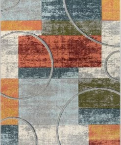 Well Woven Jive Modern Abstract Geometric Arcs & Shapes Multi Distressed High-Low Rug