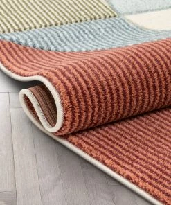 Well Woven Glimmer Mid-Century Modern Geometric Pattern Multi Distressed High-Low Rug