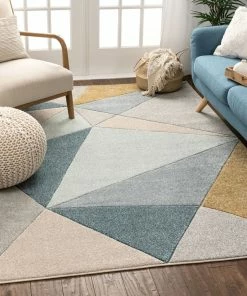Well Woven Tamara Blue Mid-Century Modern Geometric Rug By Chill Rugs