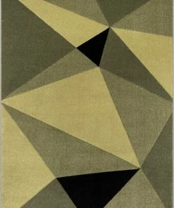 Well Woven Tamara Glam Geometric Triangles Green High-Low Rug
