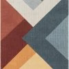 Well Woven Alma Mid-Century Modern Geometric Triangle Pattern Multi-Color Distressed High-Low Rug