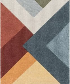Well Woven Alma Mid-Century Modern Geometric Triangle Pattern Multi-Color Distressed High-Low Rug