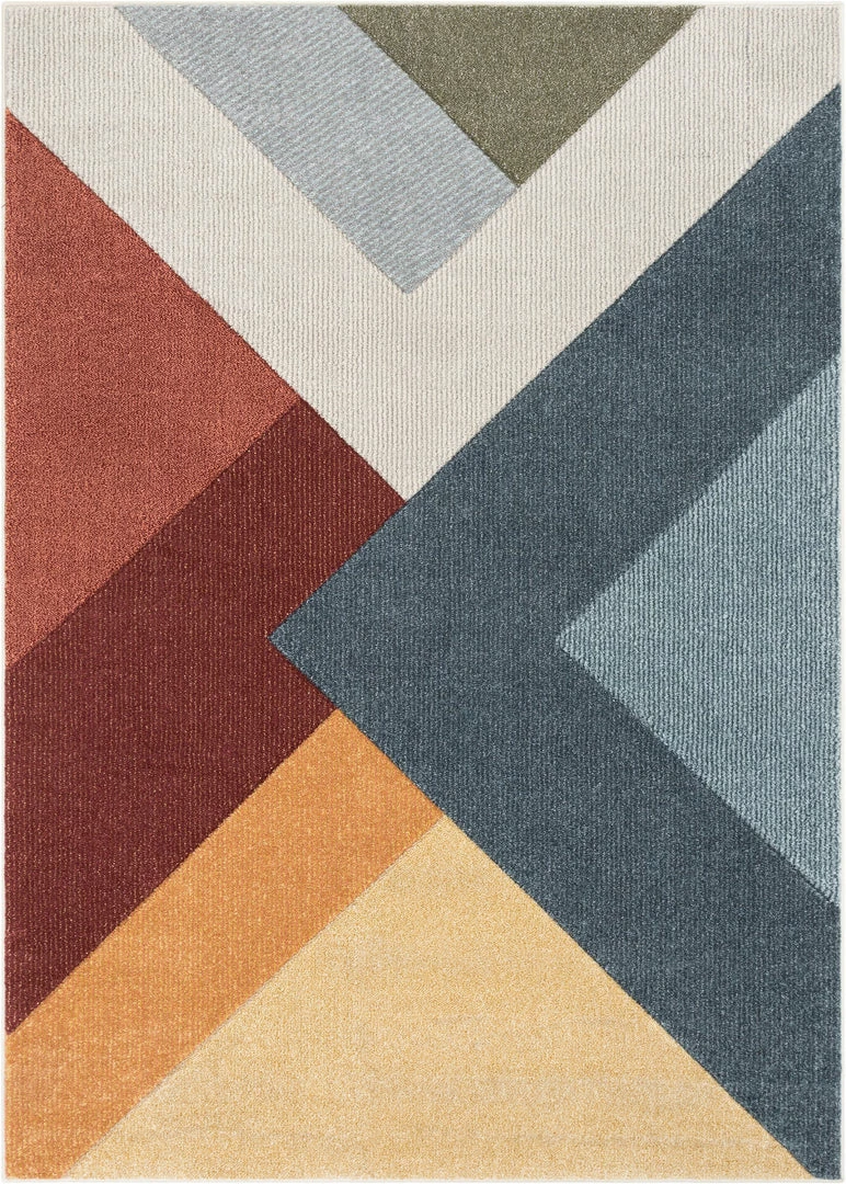 Well Woven Alma Mid-Century Modern Geometric Triangle Pattern Multi-Color Distressed High-Low Rug 1 Well Woven Alma Mid-Century Modern Geometric Triangle Pattern Multi-Color Distressed High-Low Rug