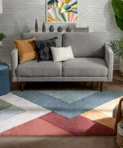 Well Woven Alma Mid-Century Modern Geometric Triangle Pattern Multi-Color Distressed High-Low Rug 11 Well Woven Alma Mid-Century Modern Geometric Triangle Pattern Multi-Color Distressed High-Low Rug