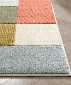 Well Woven Addy Mid-Century Modern Geometric Squares Multi Distressed High-Low Rug