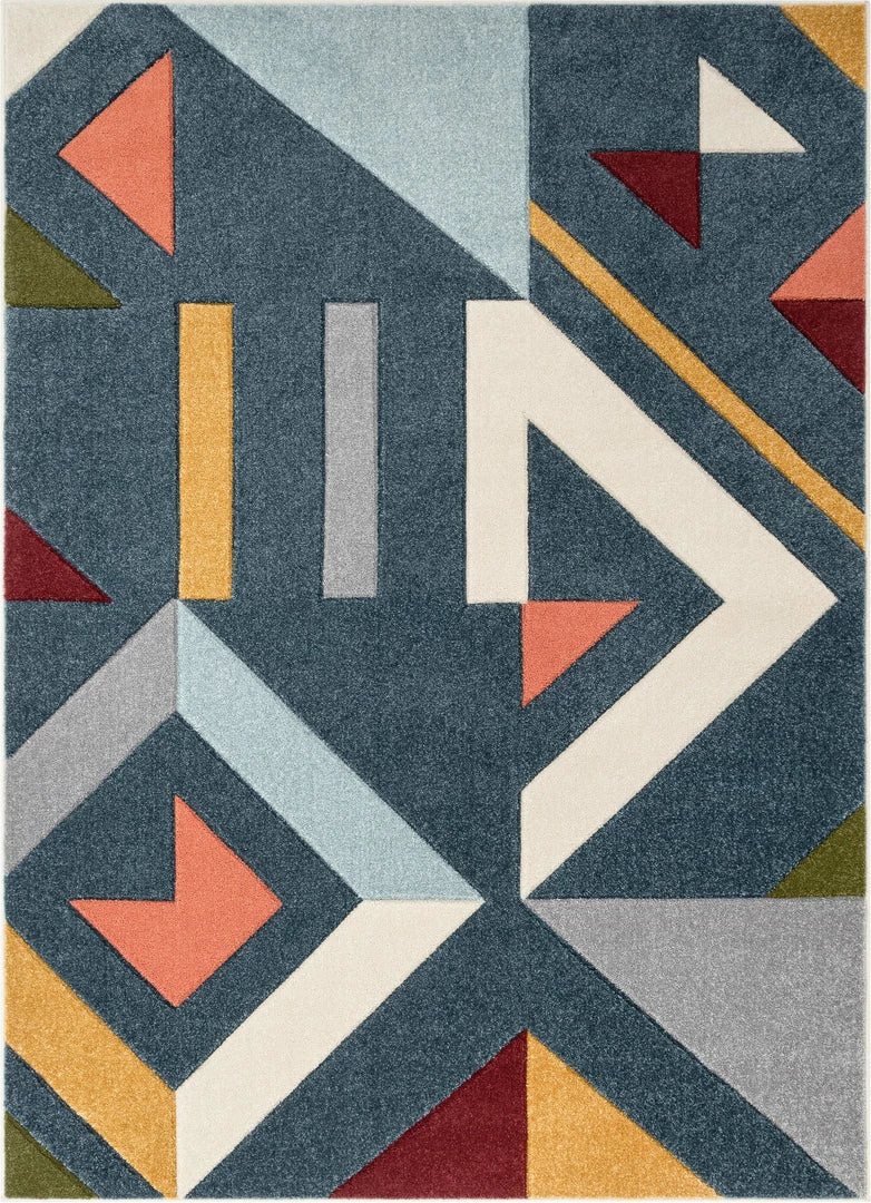 Well Woven Twist Mid-Century Modern Geometric Pattern Multi Distressed High-Low Rug 1 Well Woven Twist Mid-Century Modern Geometric Pattern Multi Distressed High-Low Rug