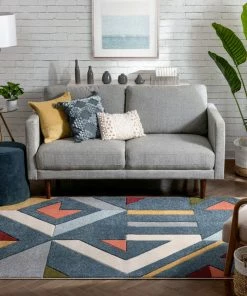 Well Woven Twist Mid-Century Modern Geometric Pattern Multi Distressed High-Low Rug 10 Well Woven Twist Mid-Century Modern Geometric Pattern Multi Distressed High-Low Rug