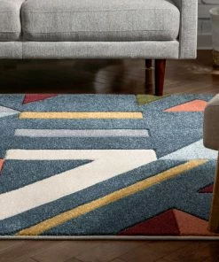 Well Woven Twist Mid-Century Modern Geometric Pattern Multi Distressed High-Low Rug 11 Well Woven Twist Mid-Century Modern Geometric Pattern Multi Distressed High-Low Rug