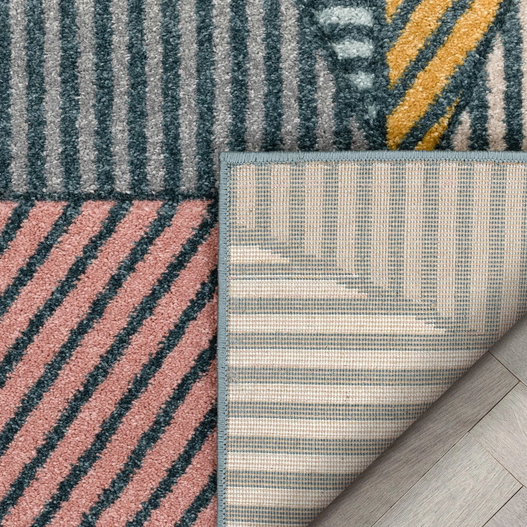 Well Woven Lela Mid-Century Modern Geometric Traingle & Lines Multi Distressed High-Low Rug 8 Well Woven Lela Mid-Century Modern Geometric Traingle & Lines Multi Distressed High-Low Rug