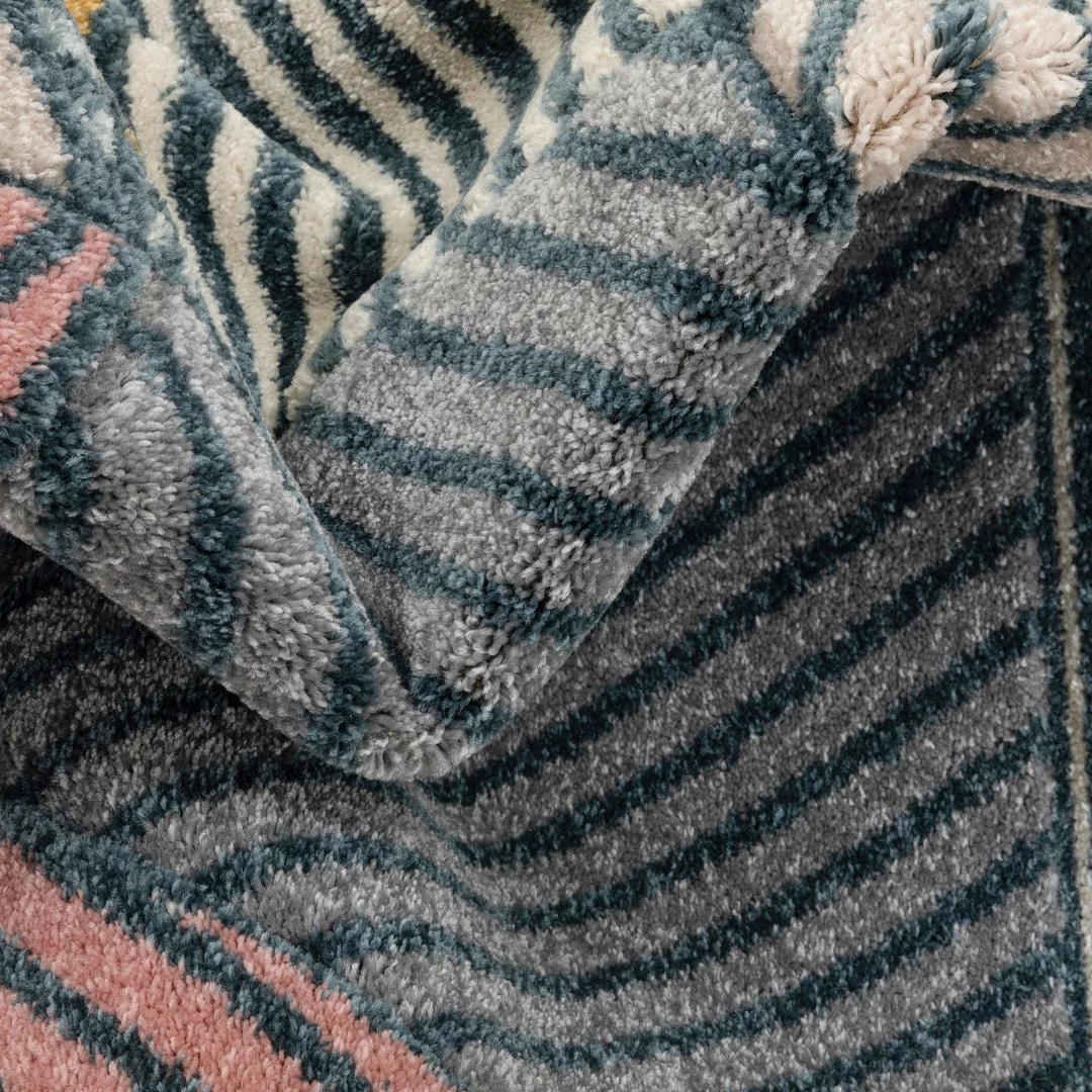 Well Woven Lela Mid-Century Modern Geometric Traingle & Lines Multi Distressed High-Low Rug 5 Well Woven Lela Mid-Century Modern Geometric Traingle & Lines Multi Distressed High-Low Rug