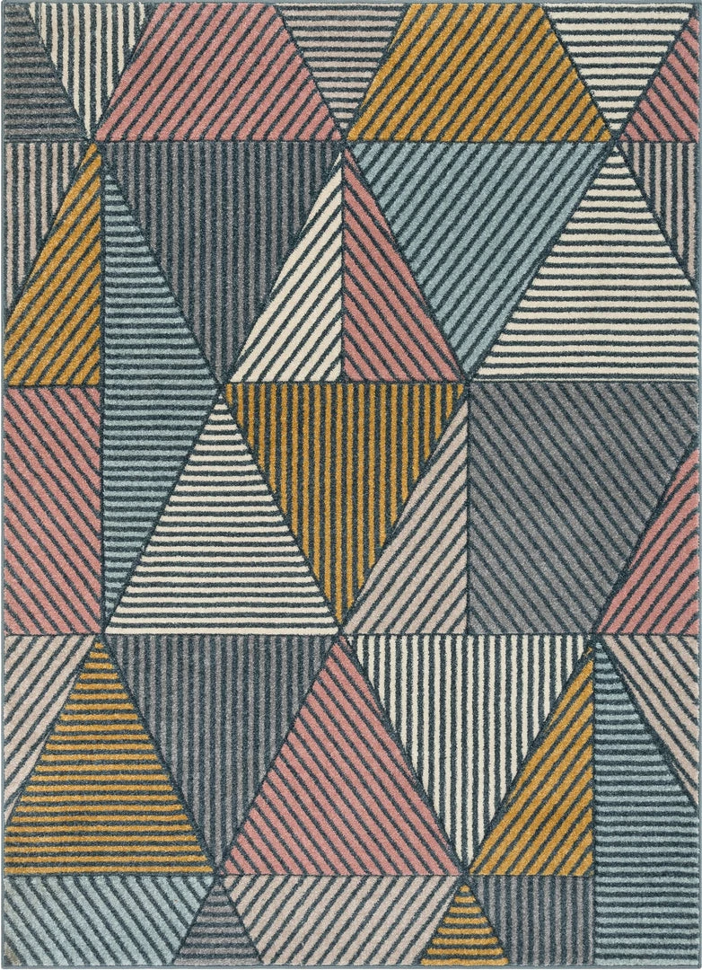 Well Woven Lela Mid-Century Modern Geometric Traingle & Lines Multi Distressed High-Low Rug 1 Well Woven Lela Mid-Century Modern Geometric Traingle & Lines Multi Distressed High-Low Rug