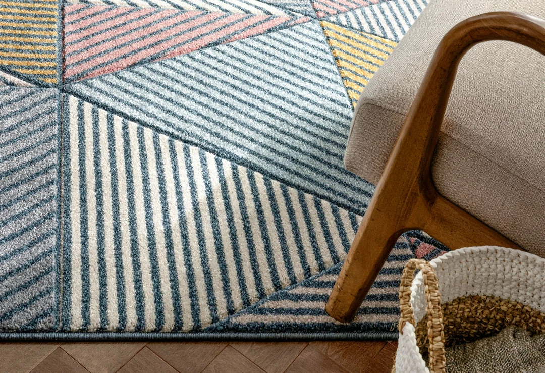 Well Woven Lela Mid-Century Modern Geometric Traingle & Lines Multi Distressed High-Low Rug 4 Well Woven Lela Mid-Century Modern Geometric Traingle & Lines Multi Distressed High-Low Rug