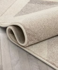 Well Woven Otto Modern Geometric Boxes & Triangles Beige Distressed High-Low Rug