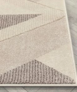 Well Woven Otto Modern Geometric Boxes & Triangles Beige Distressed High-Low Rug