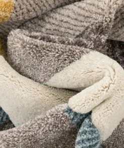 Well Woven Otto Modern Geometric Boxes & Triangles Gold Blue Distressed High-Low Rug