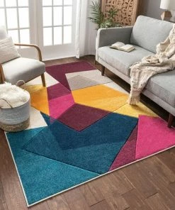 Well Woven Bombay Violet Mid-Century Modern Violet Multi Rug