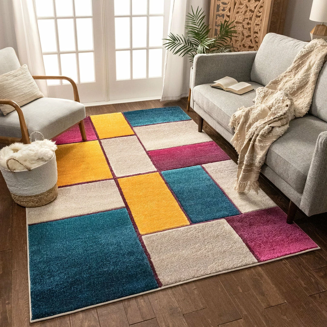 Well Woven Geometric Saree Cream Mid-Century Modern Rug 5 Well Woven Geometric Saree Cream Mid-Century Modern Rug