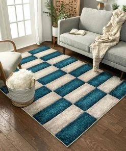 Well Woven Poppy Blue Modern Rug