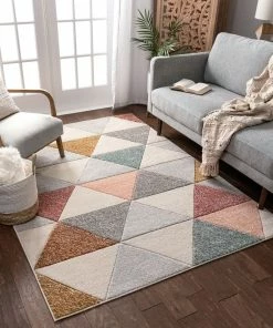 Well Woven 3'x5' Clark Cream Mid-Century Modern Rug