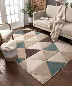 Well Woven Geometric Clark Brown Modern Rug