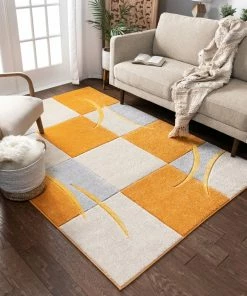 Well Woven Joy Orange Modern Rug 5'3