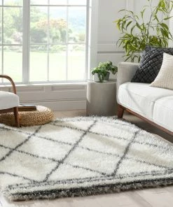 Well Woven Sedona Modern Ethnic Shag Ivory Grey Soft Rug