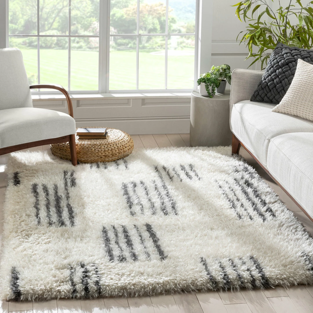 Well Woven Yucca Modern Ethnic Shag Ivory Grey Soft Rug 1 Well Woven Yucca Modern Ethnic Shag Ivory Grey Soft Rug