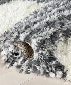 Well Woven Zuni Moroccan Ethnic Shag Ivory Grey Soft Rug