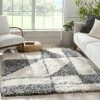 Well Woven Zuni Moroccan Ethnic Shag Ivory Grey Soft Rug