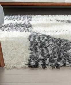 Well Woven Zuni Moroccan Ethnic Shag Ivory Grey Soft Rug