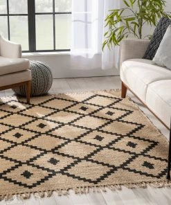 Well Woven Global Rabia Jute Tribal Natural Black Hand-Woven Chunky-Textured Rug