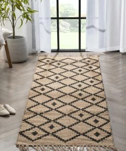 Well Woven Global Rabia Jute Tribal Natural Black Hand-Woven Chunky-Textured Rug