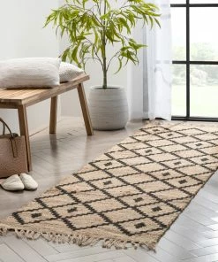Well Woven Global Rabia Jute Tribal Natural Black Hand-Woven Chunky-Textured Rug