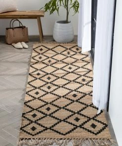 Well Woven Global Rabia Jute Tribal Natural Black Hand-Woven Chunky-Textured Rug