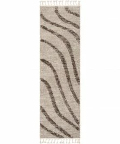 Well Woven Tribal Lydia Contemporary Coastal Geometric Ivory High-Low Textured Rug