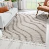 Well Woven Tribal Lydia Contemporary Coastal Geometric Ivory High-Low Textured Rug