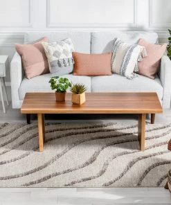 Well Woven Tribal Lydia Contemporary Coastal Geometric Ivory High-Low Textured Rug