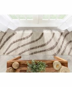 Well Woven Tribal Lydia Contemporary Coastal Geometric Ivory High-Low Textured Rug