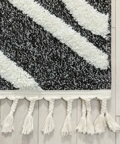 Well Woven Tribal Lydia Contemporary Coastal Geometric Black High-Low Textured Rug