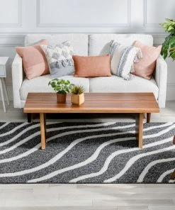 Well Woven Tribal Lydia Contemporary Coastal Geometric Black High-Low Textured Rug