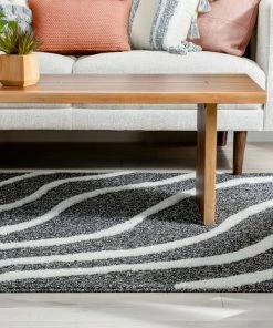 Well Woven Tribal Lydia Contemporary Coastal Geometric Black High-Low Textured Rug