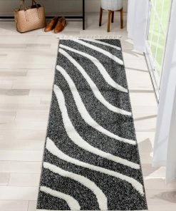 Well Woven Tribal Lydia Contemporary Coastal Geometric Black High-Low Textured Rug