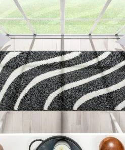 Well Woven Tribal Lydia Contemporary Coastal Geometric Black High-Low Textured Rug