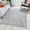 Well Woven Tribal Lydia Contemporary Coastal Geometric Grey High-Low Textured Rug