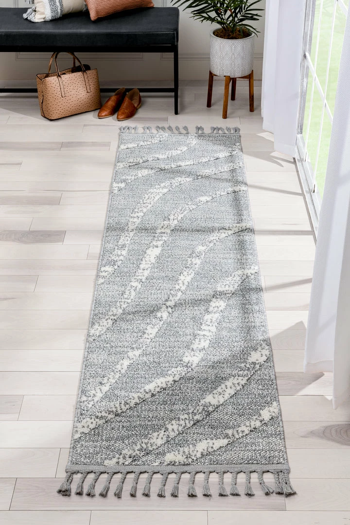 Well Woven Tribal Lydia Contemporary Coastal Geometric Grey High-Low Textured Rug 8 Well Woven Tribal Lydia Contemporary Coastal Geometric Grey High-Low Textured Rug