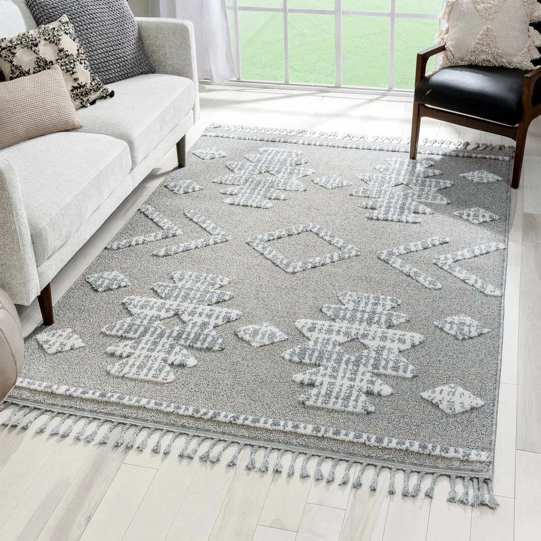 Well Woven Savannah Tribal Geometric Pattern Ivory High-Low Textured Rug 1 Well Woven Savannah Tribal Geometric Pattern Ivory High-Low Textured Rug