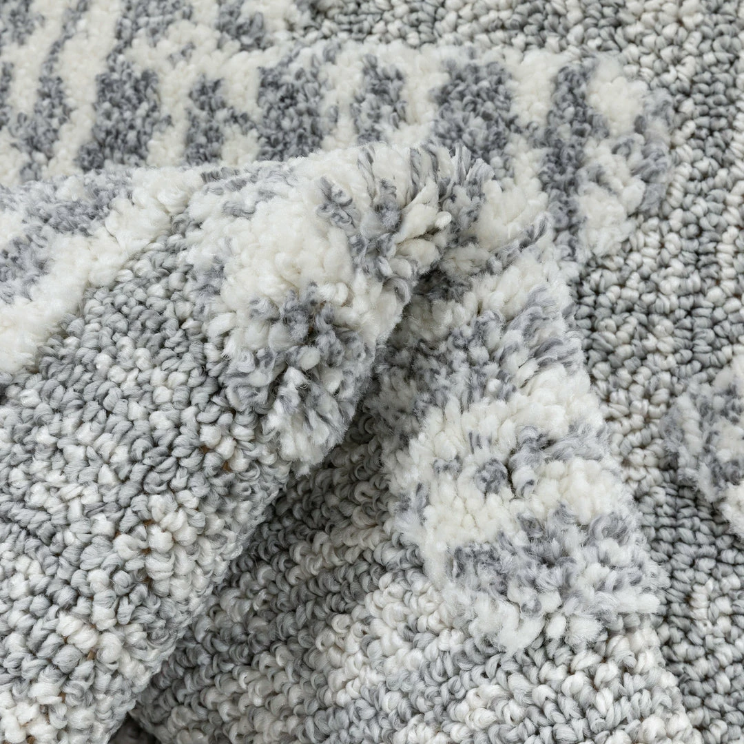 Well Woven Savannah Tribal Geometric Pattern Grey High-Low Textured Rug 3 Well Woven Savannah Tribal Geometric Pattern Grey High-Low Textured Rug