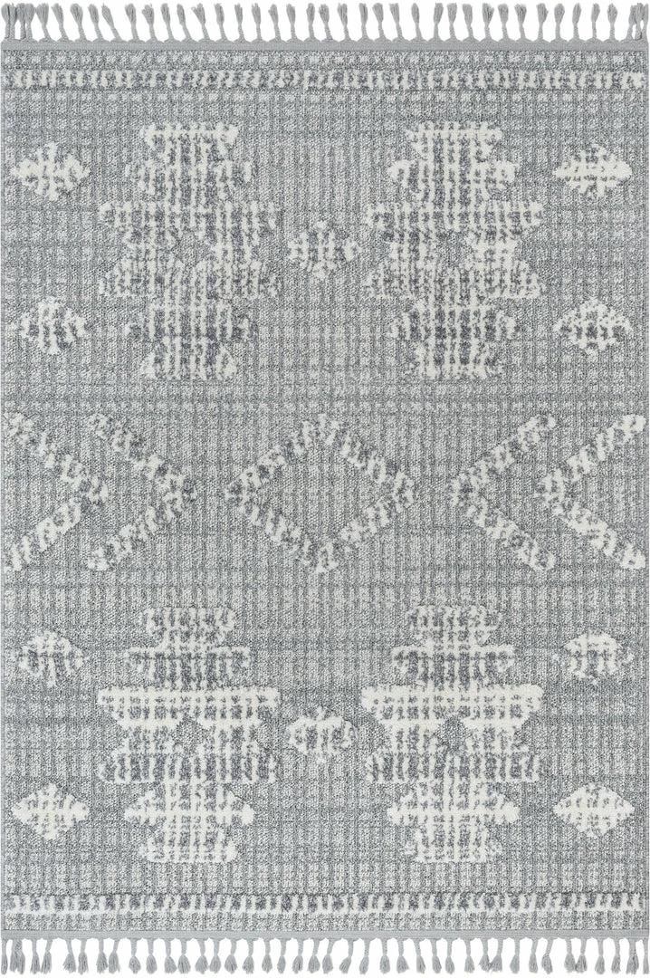 Well Woven Savannah Tribal Geometric Pattern Grey High-Low Textured Rug 2 Well Woven Savannah Tribal Geometric Pattern Grey High-Low Textured Rug