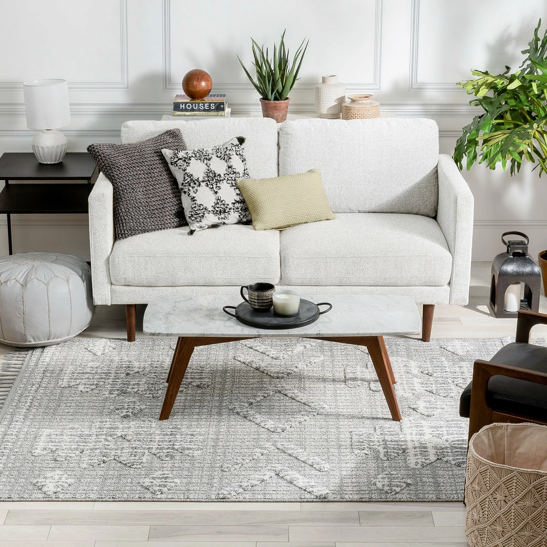 Well Woven Savannah Tribal Geometric Pattern Grey High-Low Textured Rug 9 Well Woven Savannah Tribal Geometric Pattern Grey High-Low Textured Rug