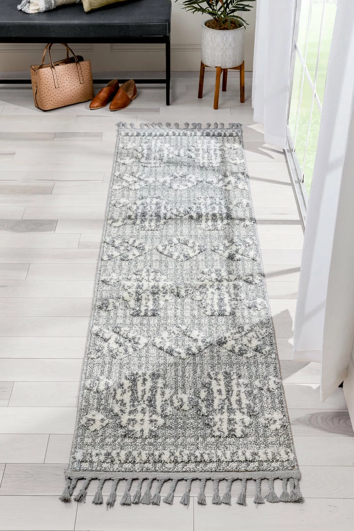 Well Woven Savannah Tribal Geometric Pattern Grey High-Low Textured Rug 7 Well Woven Savannah Tribal Geometric Pattern Grey High-Low Textured Rug